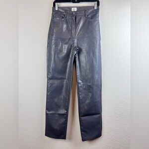 ARITZIA Wilfred The Melina High Rise Vegan Leather Pant in Grey Size 6